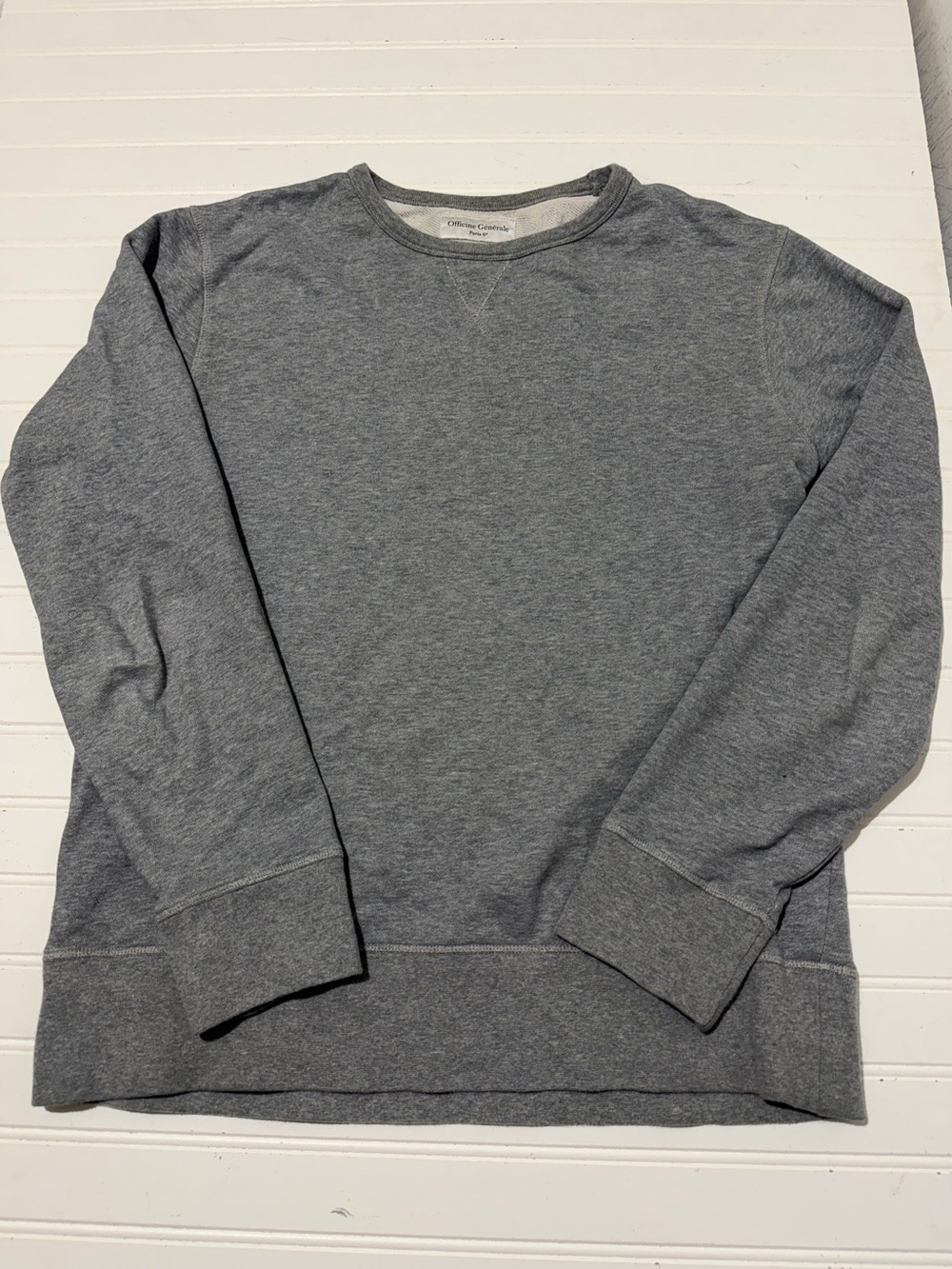 Officine Générale Paris 6e Men's Grey French Terry Crewneck Sweatshirt Large